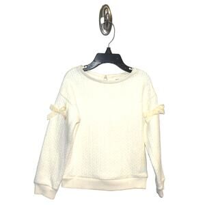 7 For All Mankind Baby Girl Crew Bow Long Sleeve Sweater in Marshmellow 24 MThs